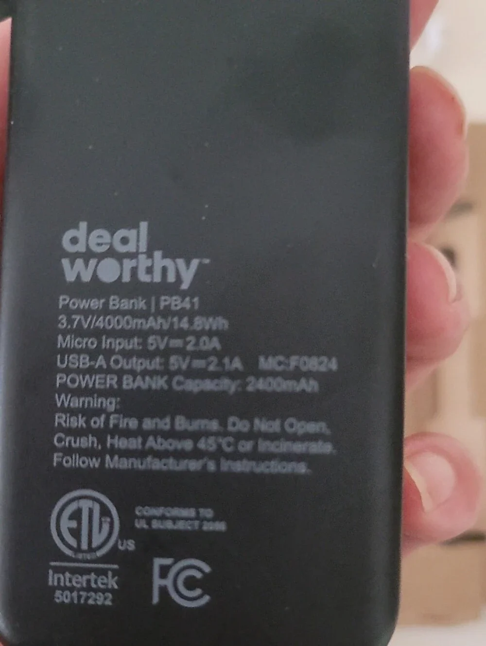 4000mAh Black Power Bank - Portable USB-A Battery